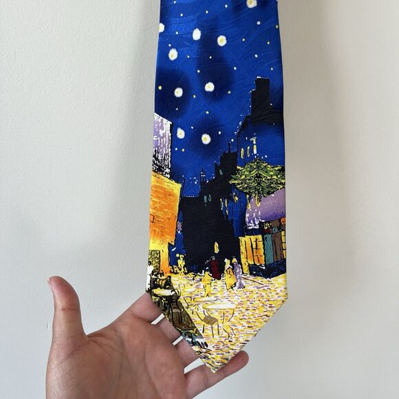 The Gallery Coll. Van Gogh Café Terrace at Night Necktie 100% Silk Made In Italy - Picture 5 of 8